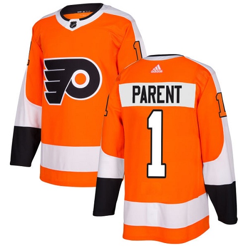 Adidas Flyers #1 Bernie Parent Orange Home Authentic Stitched NHL Jersey - Click Image to Close
